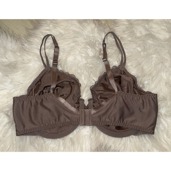 Vassarette 75117 Luxe Lace Bra Unlined Underwire Womens 36C Brown - Picture 4 of 6